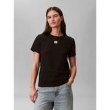Calvin Klein Ss Woven Label Class, Ub1 Siyah Kadın T-Shirt - 2XS