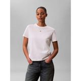Calvin Klein Ss Woven Label Class, Yaf Beyaz Kadın T-Shirt - 2XS