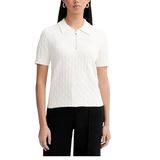 Calvin Klein Textured Kadın Beyaz Triko, Kısa Kollu