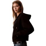 Calvin Klein Uzun Kollu Monogram Havlu Kumaş Kısa Rahat Kesim Siyah Sweatshirt, M, P69972S2717, SİYAH, kadın