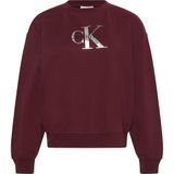 Calvin Klein Uzun Kollu Monologo Penye Rahat Kesim Bisiklet Yaka Sweatshirt, S, CK 2895, Bordo, kadın