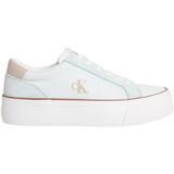 Calvin Klein Vulcanized kadın spor ayakkabısı, düz şekilli, naylon karışımı, logolu, Mavi Billowing Yelken Oxford Tan, 39 EU