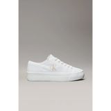 Calvin Klein Vulkanize Flatform Düşük Bilekli Kanvas Monogram Kadın Beyaz Sneaker YW0YW01763-01W