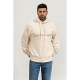 Calvin Klein Wash Monologo Erkek Kapüşonlu Sweatshirt Beyaz