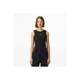 Calvin Klein Woven Label 2X2 Baby Rib Kadın Siyah Kolsuz T-Shirt