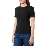 Calvin Klein woven label rib fitted tee Kadın Shirt Ck Black XS