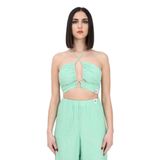 Calvin Klein WRAP STRAPPY CRINKLE BRA TOP Kadın Gömlek, Yeşil, XS