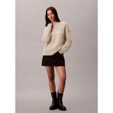 Calvin Klein Yuvarlak Yaka Standart Işlemeli Beyaz Kazak Kadın LV044D359GPD7 - XS