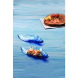 Cam 2li Marine Batik Mavi Servis Tabağı Meze & Sunum Kabı Kayığı Lokumluk