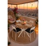 Çam 4 Kişilik Minderli Balkon Takımı, Balkon Masası, Balkon Sandalyesi, Yuvarlak Masa, Yemek Masası, Mutfak Masa Sandalye Takımı, 4 Sandalye 1 Masa