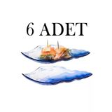 Cam 6Lı Marine Batik Mavi Servis Tabağı Meze Sunum Kabı Kayığı Lokumluk
