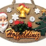 Çam Ağacı, Noel Baba Ve Hoşgeldiniz Yazılı El Yapımı Yılbaşı Kapı Süsü