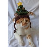 Çam Ağacı Yeni Yıl Kedi Köpek Şapkası Yılbaşı Noel Örgü Bere Pet Aksesuarları