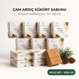 Çam Ardıç Katranlı Kükürt Sabunu - Doğal El Yapımı Katı Sabun, Yüz Saç ve Vücut için, Zeytinyağlı, Vegan (Onlu)