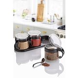 Cam Baharatlık 3 Lü Set 300ml Kaşıklı Siyah