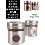 Cam Baharatlık ve Tuzluk Seti, Metal Kaplama, Şık ve Dayanıklı Tasarım - Seçenek 1