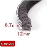 Cam Balkon Kıl Fitili ve Sürgü Sistemli Kıl Fitil Taban Genişliği 6,7 Mm, Kıl Yüksekliği 6mm, 8mm, 10MM, 12MM, 15MM, - 12 mm kıl yüksekliği - 10 METRE