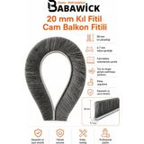 Cam Balkon Kıl Fitili ve Sürgü Sistemli Kıl Fitil Taban Genişliği 6,7 Mm, Kıl Yüksekliği 6mm, 8mm, 10MM, 12MM, 15MM, 20 mm - 20 mm Kıl Yüksekliği - 10 Metre