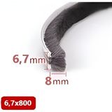 Cam Balkon Kıl Fitili ve Sürgü Sistemli Kıl Fitil Taban Genişliği 6,7 Mm, Kıl Yüksekliği 6mm, 8mm, 10MM, 12MM, 15MM, - 8 mm kıl yüksekliği - 10 METRE