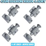 Cam Balkon Kilidi 4 Adet -Gold ve Fırtına Sistem Uyumlu Gri Renk Kilit