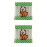 Cam Banyo Gider Kapak Süsü 2 Adet Cam Gider Kapağı 10x10 cm Kedi