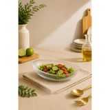 Cam Çukur Kayık Sunum Tabağı Şeffaf Servis Tabağı Salata Meze Çerez Tabak Oval Şık Meyvelik 21 Cm