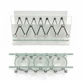 Cam Dekoratif Zikzak Tasarımlı Şamdan 20x9 cm | Tealight ve Banyo Düzenleyici | Modern Ev Ofis Masaüstü Aksesuar