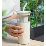 Cam Detox Pipetli Termos 650 ml (Beyaz)