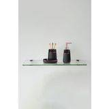 Cam Dolap Cam Etejer Rafı - Cam Raf - Banyo Rafı - Duvar Rafı - Mutfak Rafı 12x50cm Temperli Şeffaf Cam