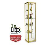Cam Dolap Camlı Vitrin - Camlı Dolap - Camlı Koleksiyon Vitrini - Cam Raf - Kurulu Ürün 175x30x30