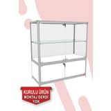 Cam Dolap Camlı Vitrin - Camlı Dolap - Camlı Koleksiyon Vitrini - Cam Raf - Kurulu Ürün 95x90x40