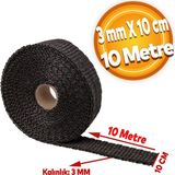 Cam Elyaf Egzos Sargısı Yanmaz Bant 3 Mm X 10 Cm 10 Metre Amyant Bant Siyah Sıcaklık Önler Bant