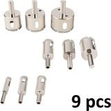Cam Fayans Mermer Granit Seramik Porselen Yuvarlak Delik Delme Panç Seti Elmas Uç 6-30MM 9 Parça - Standart - Çok Renkli