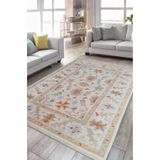Çam Halı Anatolia 32-026 Etnik Eskitme Desenli Dokuma Tabanlı Yıkanabilir Şönil Salon ve Oda Halısı, Multi 22, 150 x 230