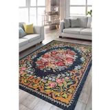 Çam Halı Anatolia 32-028 Karabağ Halısı Desenli Dokuma Tabanlı Yıkanabilir Şönil Salon ve Oda Halısı, Multi 6, 130 x 190