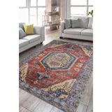 Çam Halı Anatolia 32-032 Etnik Eskitme Desenli Dokuma Tabanlı Yıkanabilir Şönil Salon ve Oda Halısı, Multi 4, 130 x 190