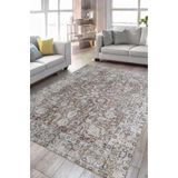 Çam Halı Anatolia 32-044 Etnik Eskitme Desenli Dokuma Tabanlı Yıkanabilir Şönil Salon ve Oda Halısı, Kiremit 2, 75 x 300