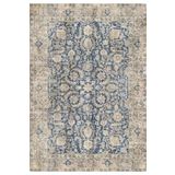Çam Halı Anatolia 32-045 Etnik Eskitme Desenli Dokuma Tabanlı Yıkanabilir Şönil Salon ve Oda Halısı, Lacivert, 75 x 150