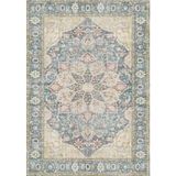 Çam Halı Anatolia 32-063 Etnik Eskitme Desenli Dokuma Tabanlı Yıkanabilir Şönil Salon ve Oda Halısı - Mavi - 115 x 170 cm
