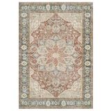 Çam Halı Anatolia 32-064 Etnik Eskitme Desenli Dokuma Tabanlı Yıkanabilir Şönil Salon ve Oda Halısı, Kiremit, 75 x 150