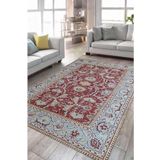 Çam Halı Anatolia 32-073 Etnik Eskitme Desenli Dokuma Tabanlı Yıkanabilir Şönil Salon ve Oda Halısı, Kırmızı, 115 x 170