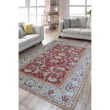 Çam Halı Anatolia 32-073 Etnik Eskitme Desenli Dokuma Tabanlı Yıkanabilir Şönil Salon ve Oda Halısı, Kırmızı, 300 x 400
