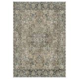 Çam Halı Anatolia 32-075 Etnik Eskitme Desenli Dokuma Tabanlı Yıkanabilir Şönil Salon ve Oda Halısı, Yeşil, 250 x 350