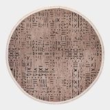 Çam Halı Crea Decolux Vena 8011 Bej Daire Özel Kaymaz Tabanlı Pamuk Dokuma Kilim
