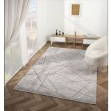 Çam Halı Crown FL006G Gri Krem Modern Desen Salon Halısı