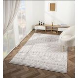 Çam Halı Crown FL007A Gri Krem Modern Desen Salon Halısı