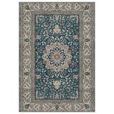 Çam Halı Dream 32-026 Etnik Eskitme Desenli Dokuma Tabanlı Yıkanabilir Şönil Salon ve Oda Halısı, Lacivert 4, 80 x 150