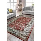 Çam Halı Dream 32-031 Etnik Eskitme Desenli Dokuma Tabanlı Yıkanabilir Şönil Salon ve Oda Halısı, Kiremit 3, 160 x 230