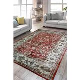 Çam Halı Dream 32-031 Etnik Eskitme Desenli Dokuma Tabanlı Yıkanabilir Şönil Salon ve Oda Halısı, Kiremit 3, 80 x 300