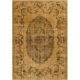 Çam Halı Gloria TD13104 Sarı Vintage Eskitme Desen Dokuma Saçaklı Kilim